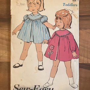 1960s Advance 2986 Toddler's Pleated Front Dress Sewing Pattern Size 1